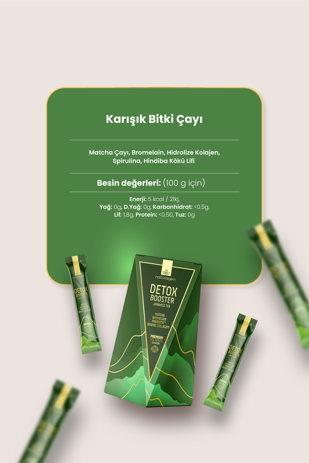 Detox Booster Matcha Tea Bromelainli Kolajenli Matcha Çayı