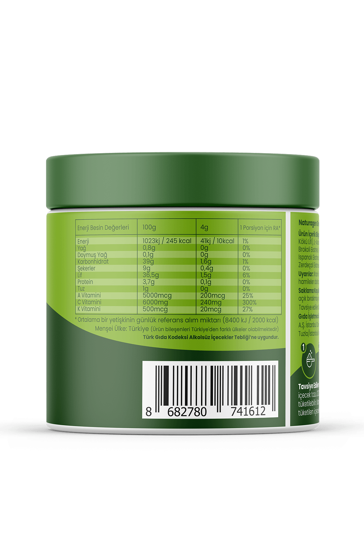 Detoks Powder Vegan Yeşil Sebze Detoks Tozu 120 Gr