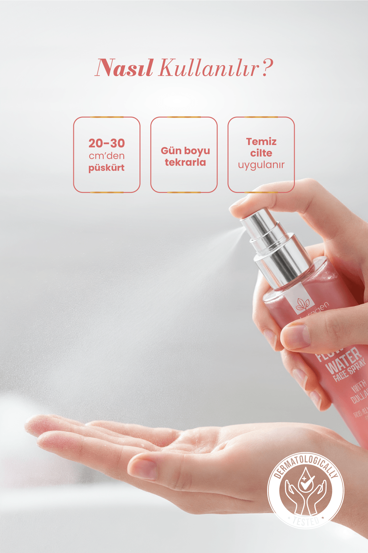 Rose Flower Face Spray Kolajenli %100 Doğal Tonik