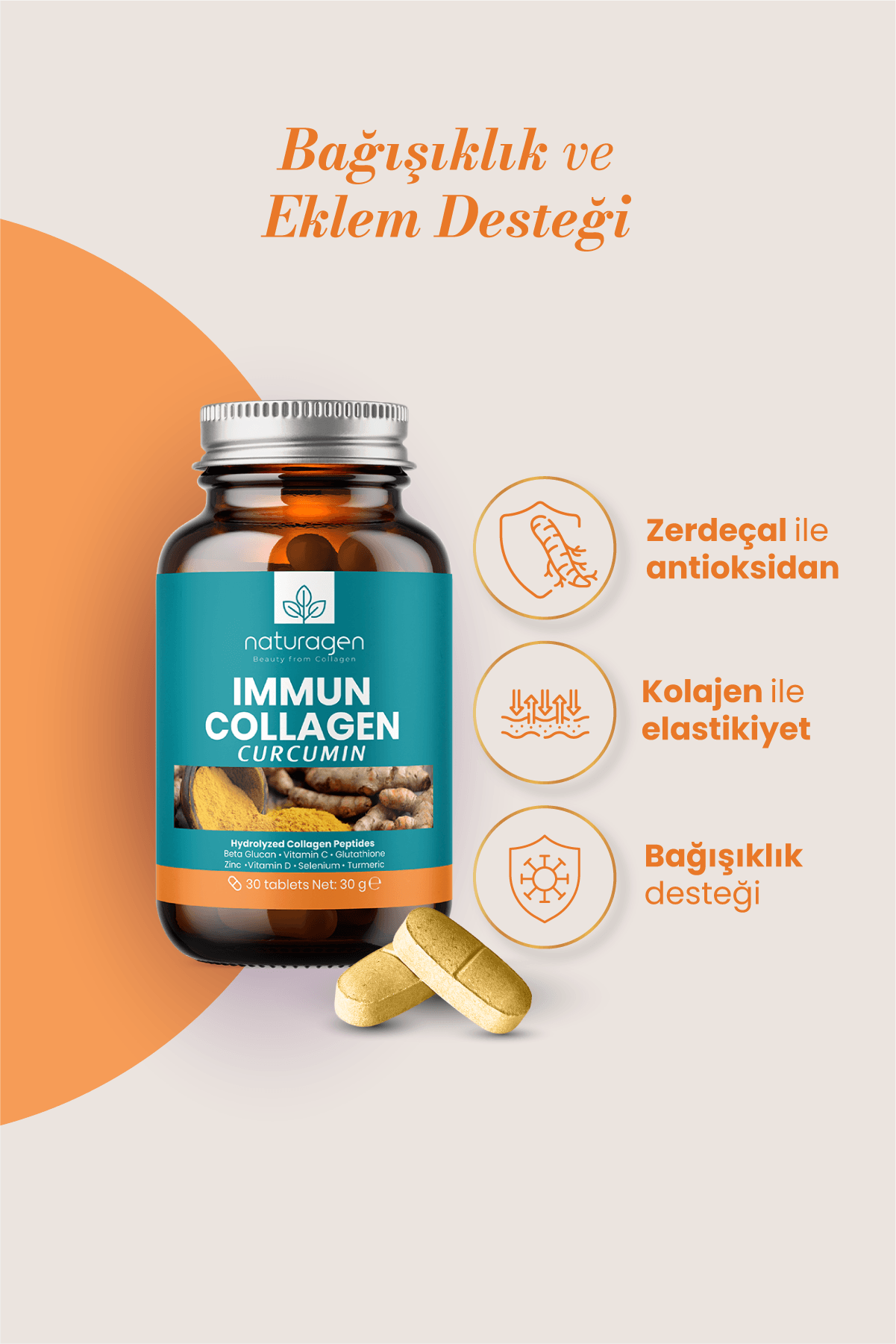 Immun Collagen Curcumin (Zerdeçal) 30 Tablet Kolajen