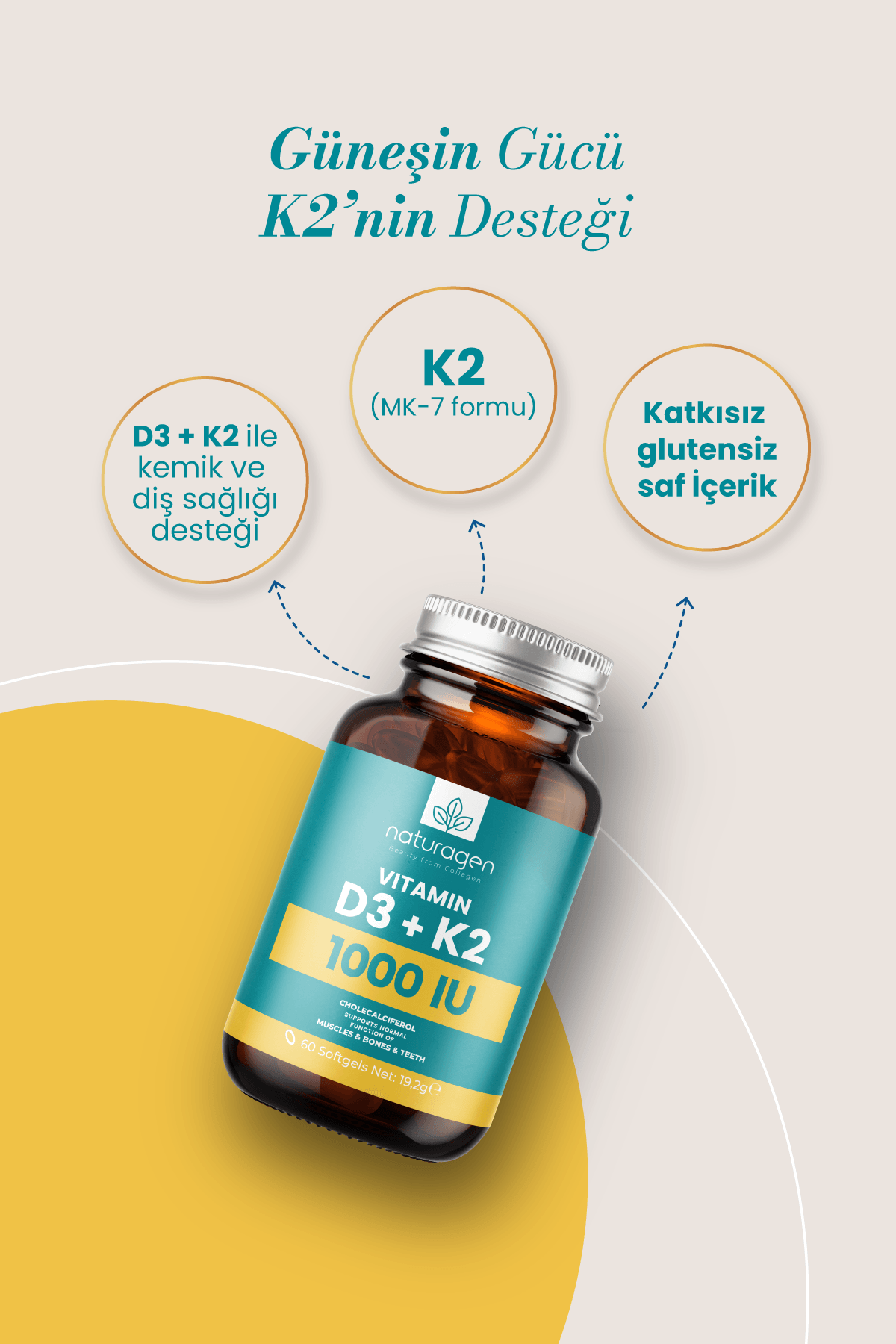 Vitamin D3 + K2 1000 IU 60 Kapsül