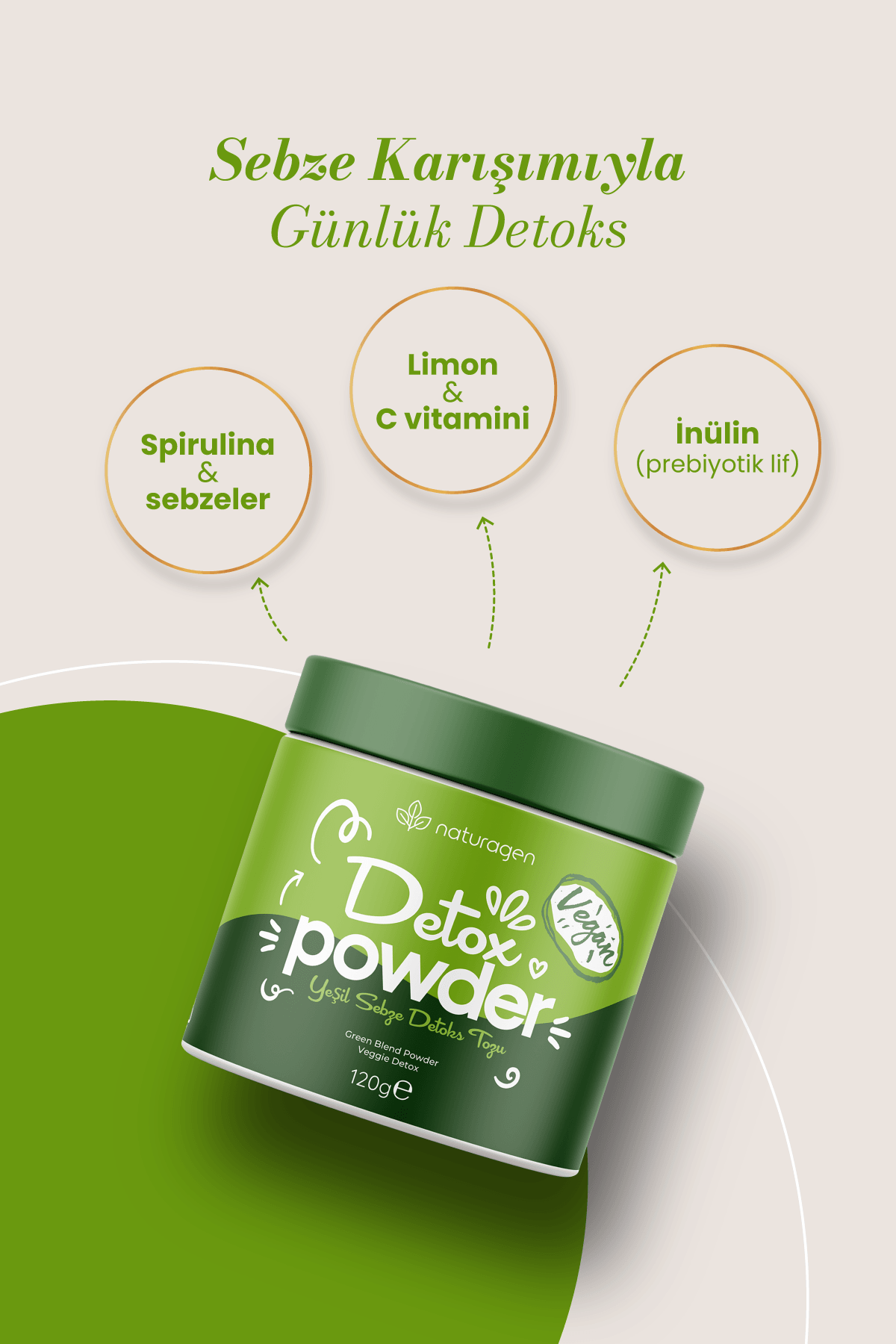 Detoks Powder Vegan Yeşil Sebze Detoks Tozu 120 Gr