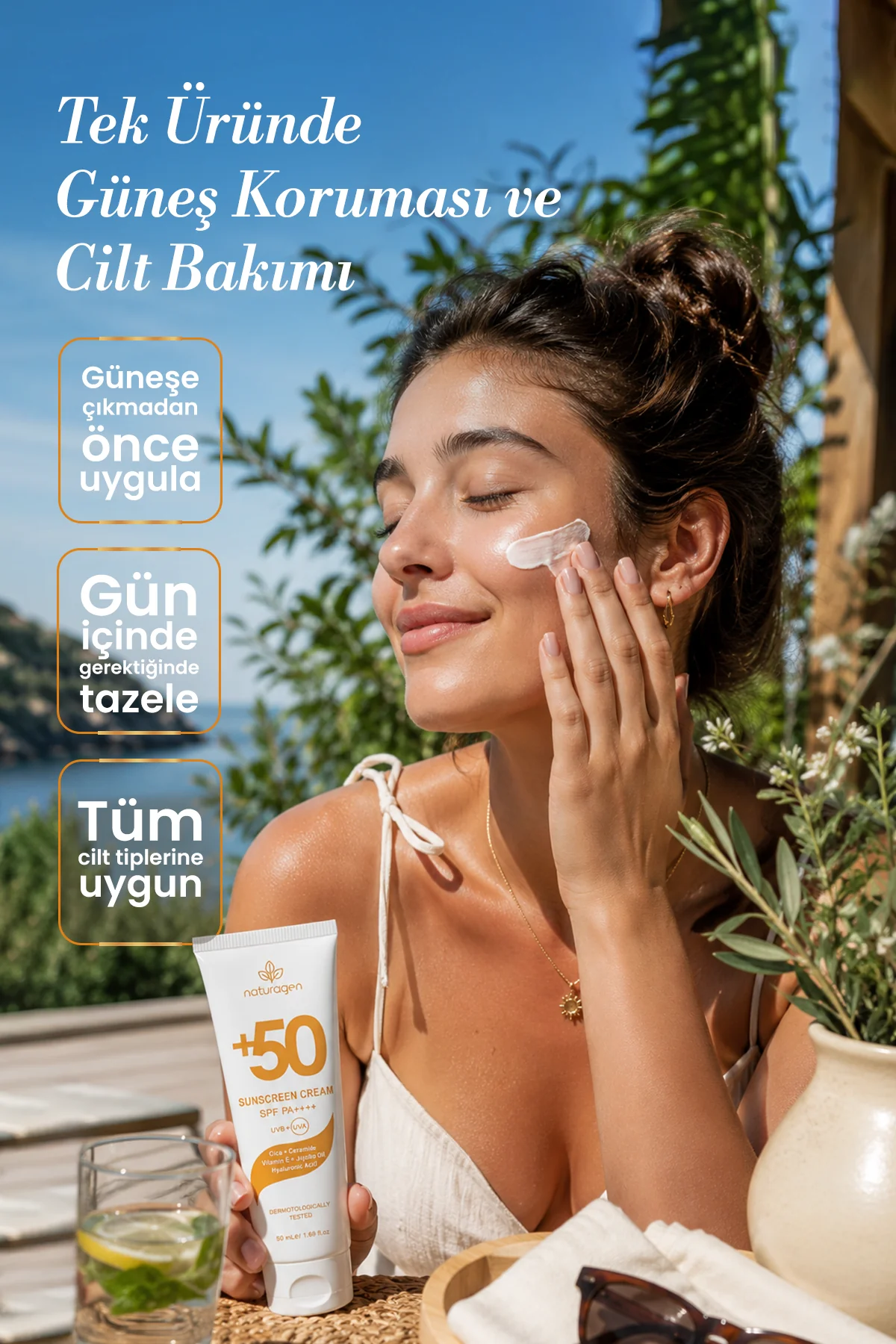 Naturagen Sunscreen Cream SPF 50+ PA++++ Koruyucu Güneş Kremi 50ml
