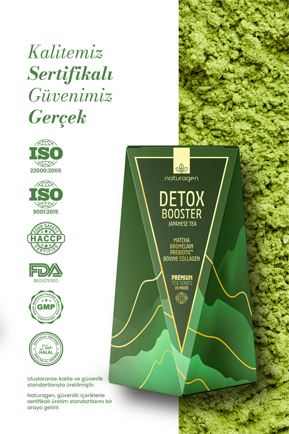Detox Booster Matcha Tea Bromelainli Kolajenli Matcha Çayı