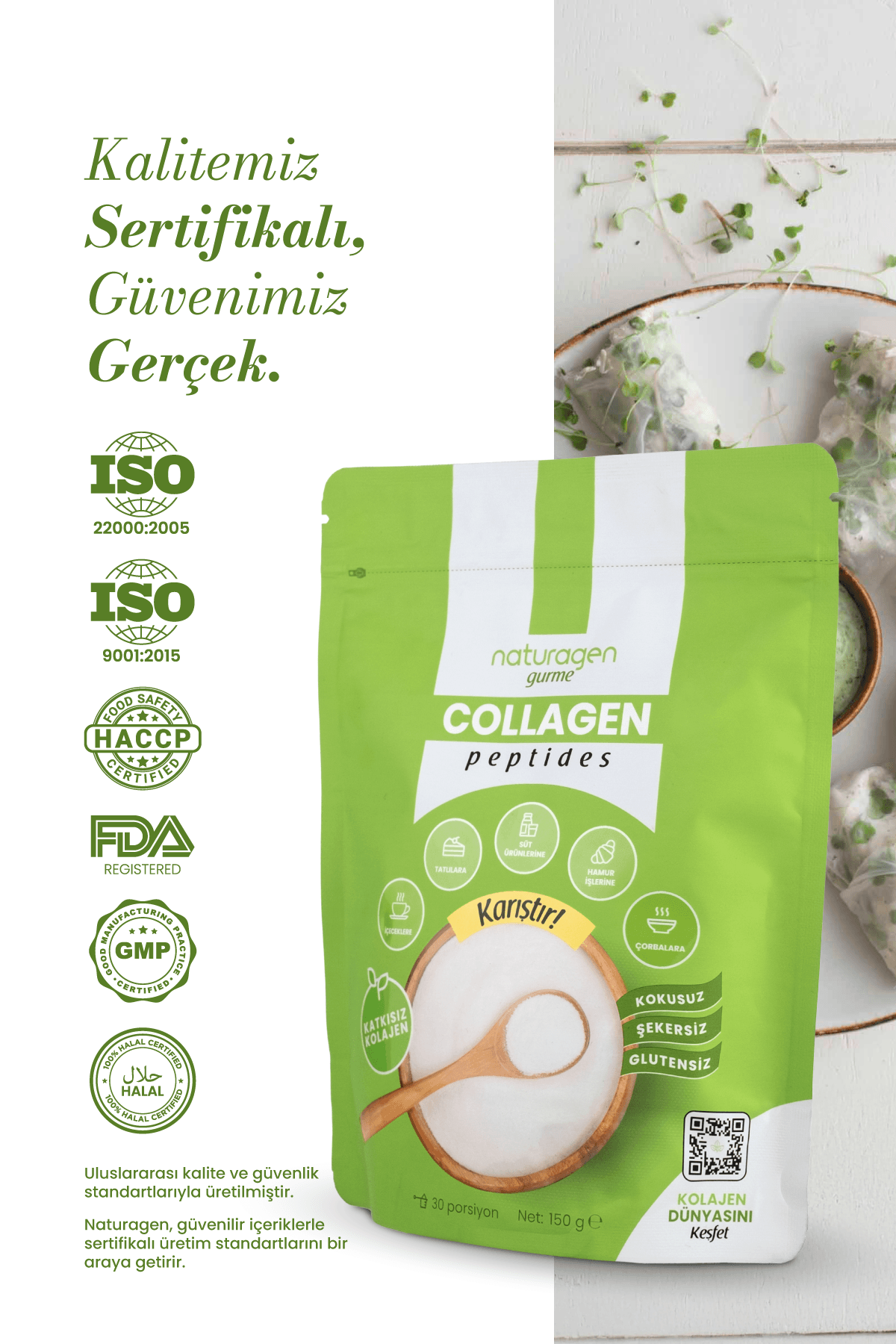 Kolajen Gurme %100 Saf 150 Gram Tip 1-3 Toz Kolajen