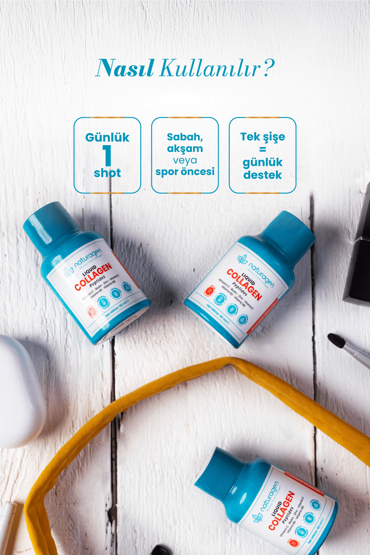 Collagen Ananas Aromalı Shot Tip 1-3 Hidrolize Sıvı Kolajen