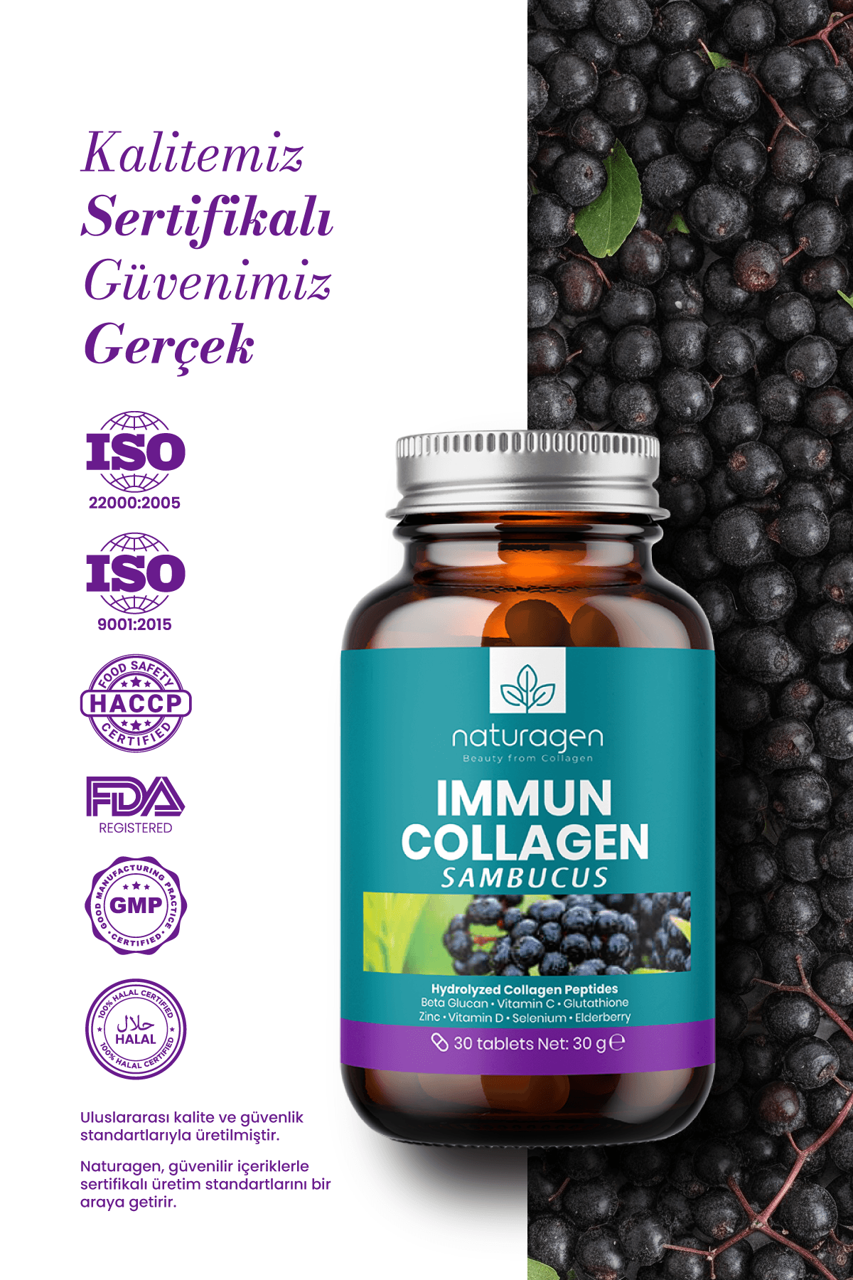 Immun Collagen Sambucus (Karamürver) 30 Tablet Kolajen
