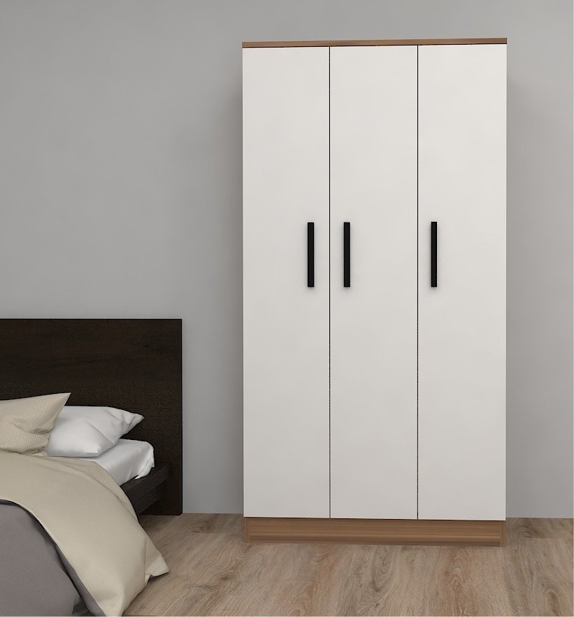 Kıyafet Dolabı 3 Kapaklı  Ceviz Beyaz 90*170*37cm