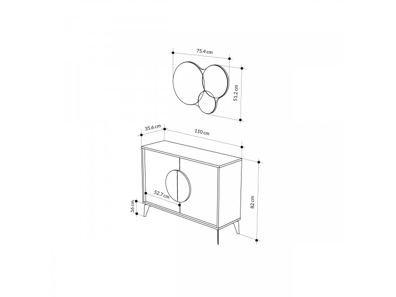 Konsol Masa Aynalı Gora 110 Açık Mocha-Beyaz 110*9