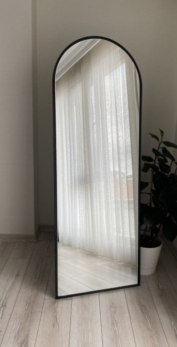 Boy Aynası Metal Çerçeveli Ayaklı Siyah 50X160Cm