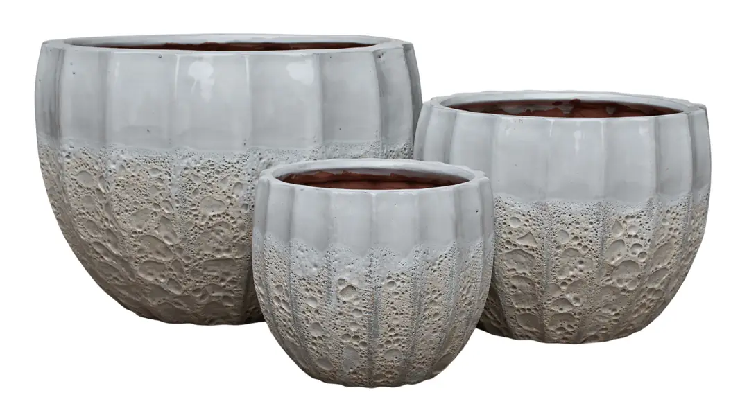 Flower Pot Set of 3 White Gray 36-26-19cm