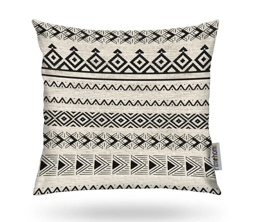 Kırlent Kılıfı Etn Desen Beyaz-Siyah 50x50cm
