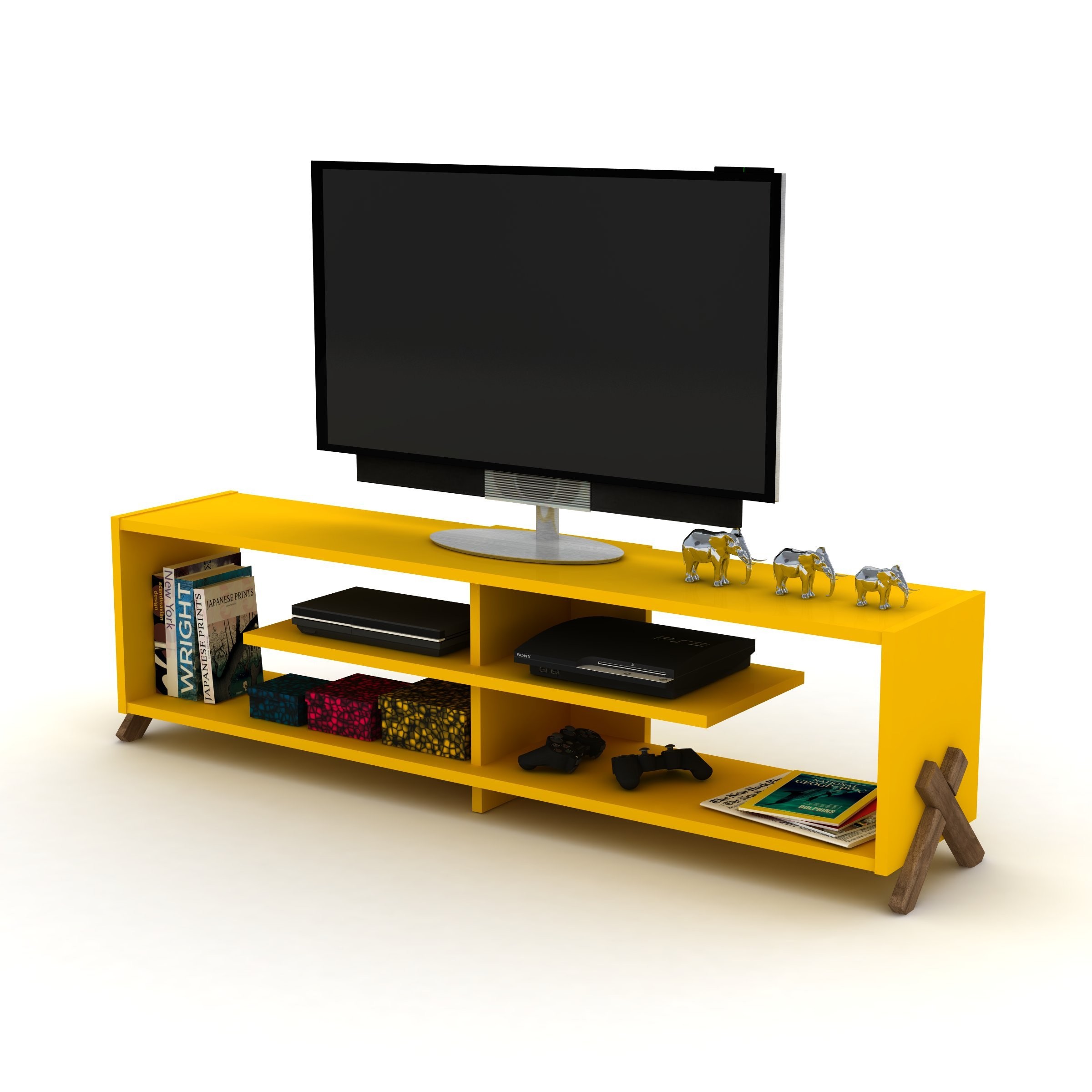 TV Ünitesi Kipp Ceviz-Sarı
