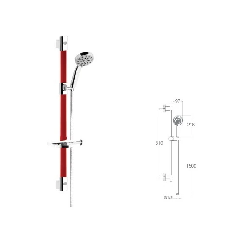 Mistillo Excellent Sürgülü Duş Seti Kırmızı