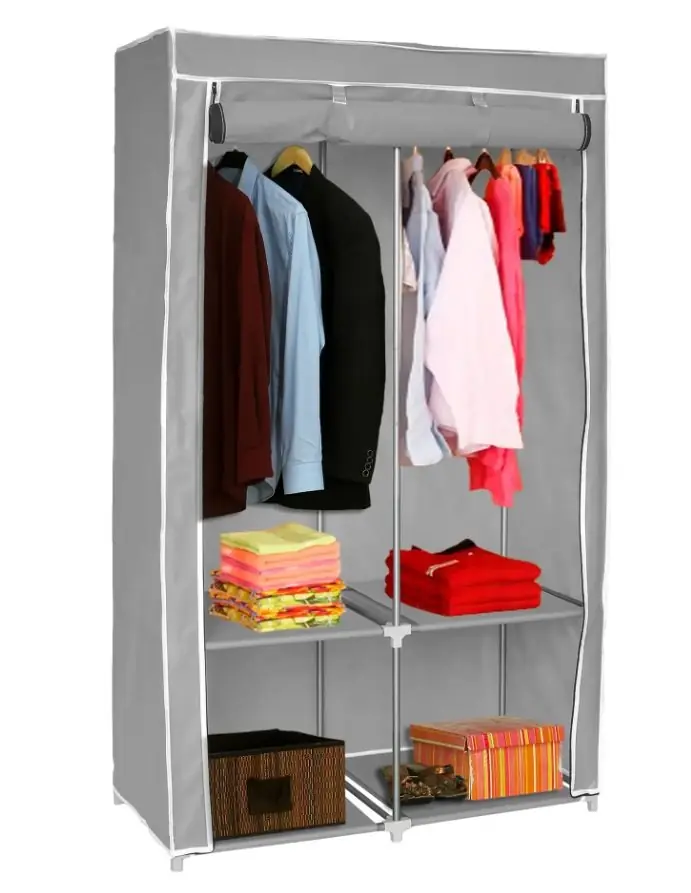 Cloth Wardrobe 3 Compartment Gray Platinum 96x162cm