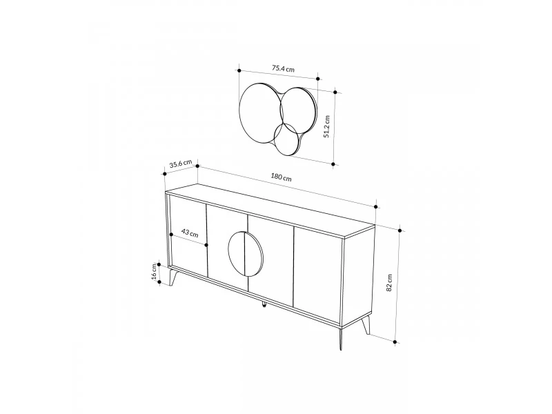Konsol Masa Aynalı Gora 180 Bendir-Beyaz180*82*35c