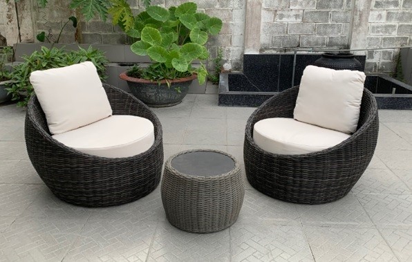 Coconut  Bistro Set 2'li Rattan Orta Sehpa+Minderl
