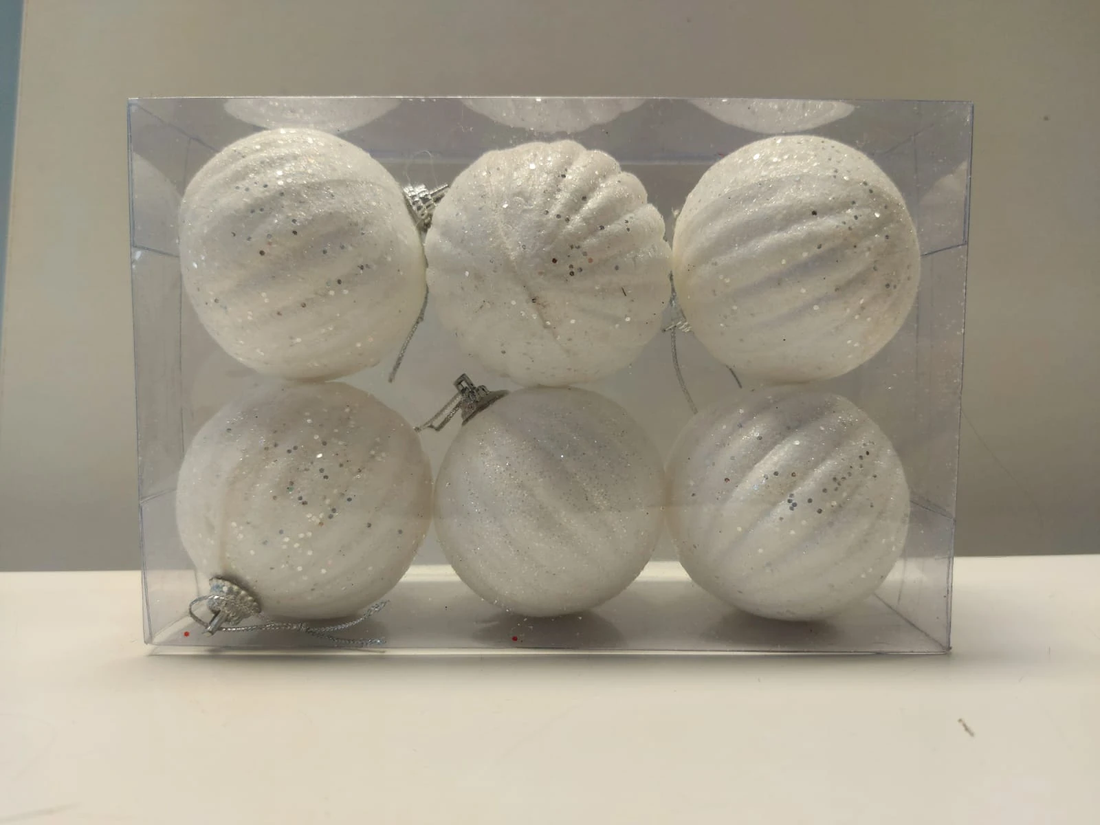 Yılbaşı Ağaç Süsü Toplar 6'Lı Beyaz
