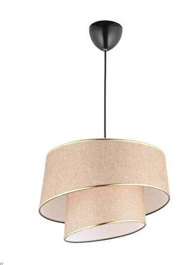 Çift Katlı Tekli Sarkıt Avize Kahve-Gold