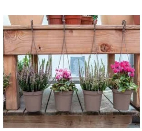 Smile Saksı Silindir Kancalı 4'lü Kahve Çap 12cm