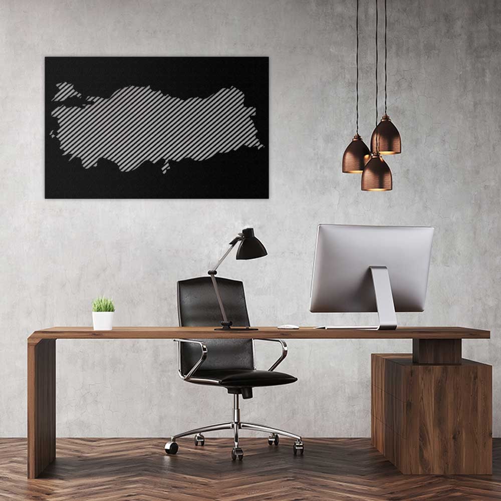 Türkiye Haritası Metal Tablo Siyah 60*100cm
