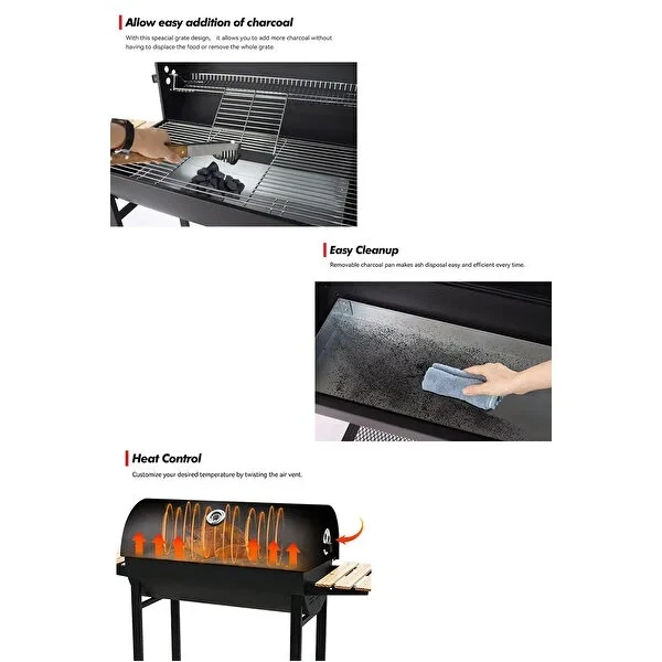 Barbekü Tekerlekli Siyah120*53.5*102cm