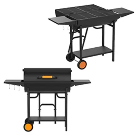 BBQ With Wheeled Shelf Black 134x49x103cm YT01-1