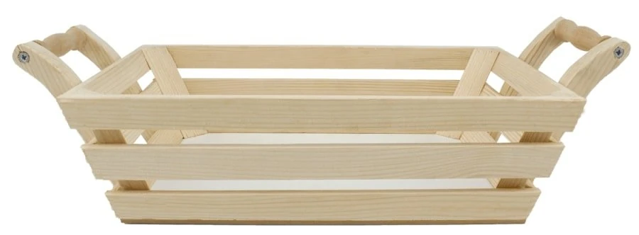 Ahşap Saplı Kasa Doğal Ağaç 41*12.5*20cm