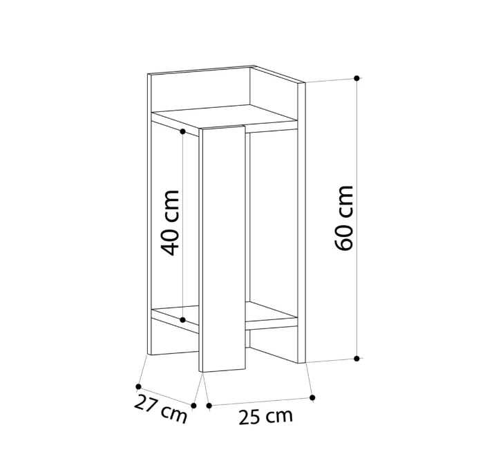 Komodin Elos Sağ Modül Siyah Ahşap 60*27*25cm