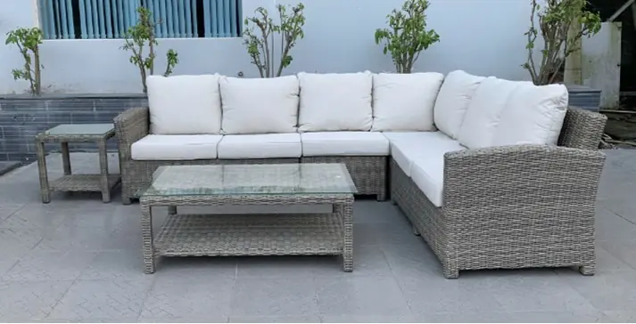 Venice Samario Corner Seating Set Rattan + 2 Coffee Table Min