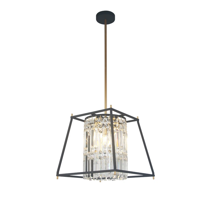 Avize Sarkıt Tekli Metal Kristal Siyah Gold Orta