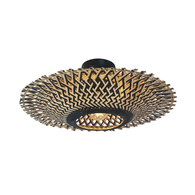 Chandelier Bohemian Ceiling Single Bamboo Natural Black Ø40cm