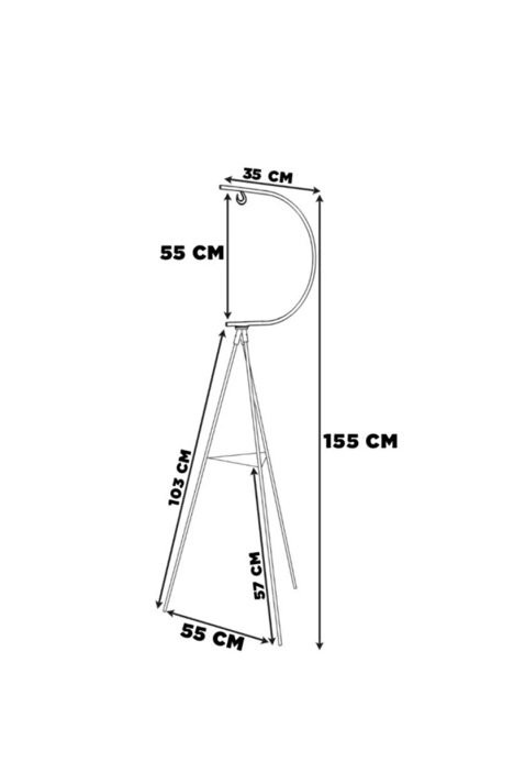 Metal Çiçeklik Askılı Siyah 155*55*35cm