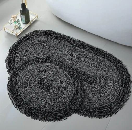 Klozet Paspas Takımı 2Li Oval Siyah 60x100 50x60cm