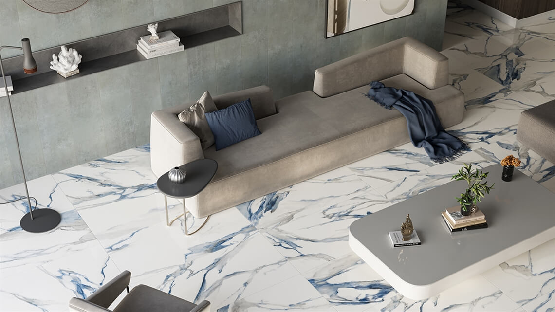 Yer-Duvar Karosu Calacatta Aqua Mavi Parlak 30X60