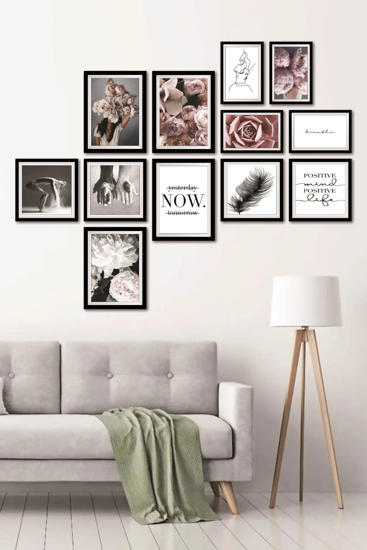 Tablo Çerçeve Görünümlü 12 adet Nötr 90x75cm Bantl