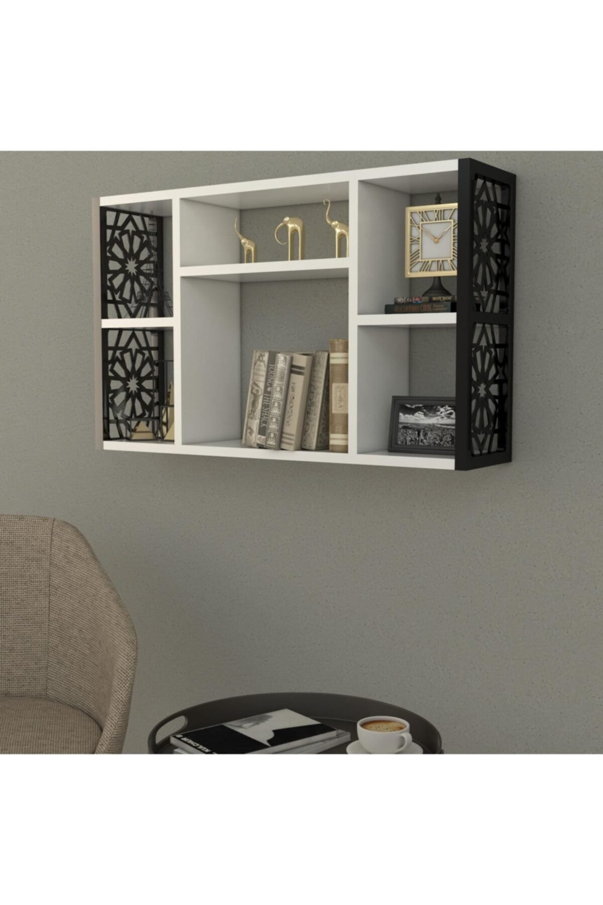 Duvar Rafı Terek Siyah 80x20x50cm