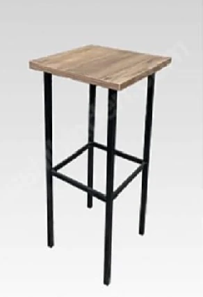 Sehpa Koltuk Kenarı Ahşap Ceviz- Siyah Metal Ayak