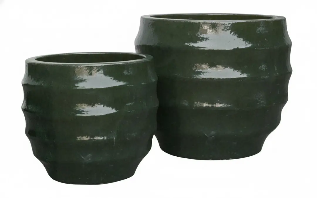 Pot Soil Set of 2 Dark Green Ø68-51cm