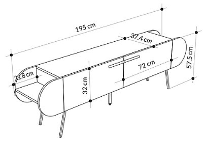 Tv Sehpası Kapsül Açık Mocha 195*57,5cm