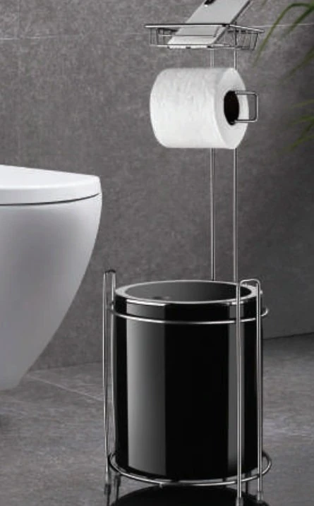 WC Kağıtlık & Çöp Bidonu  Krom-Siyah
