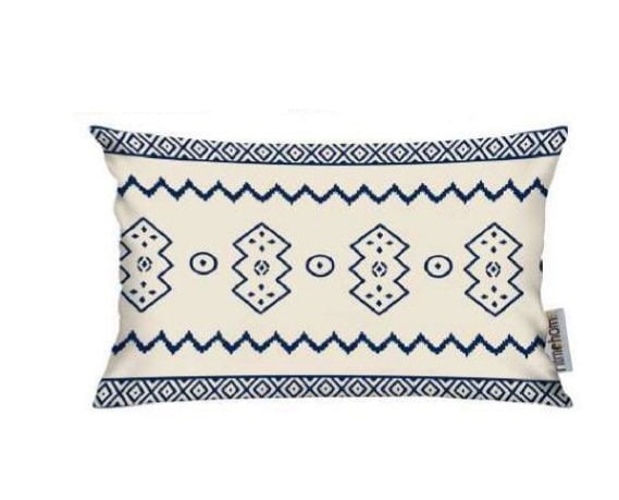 Kırlent Kılıfı İsk. Etn Desen Mavi-Krem 35x50cm