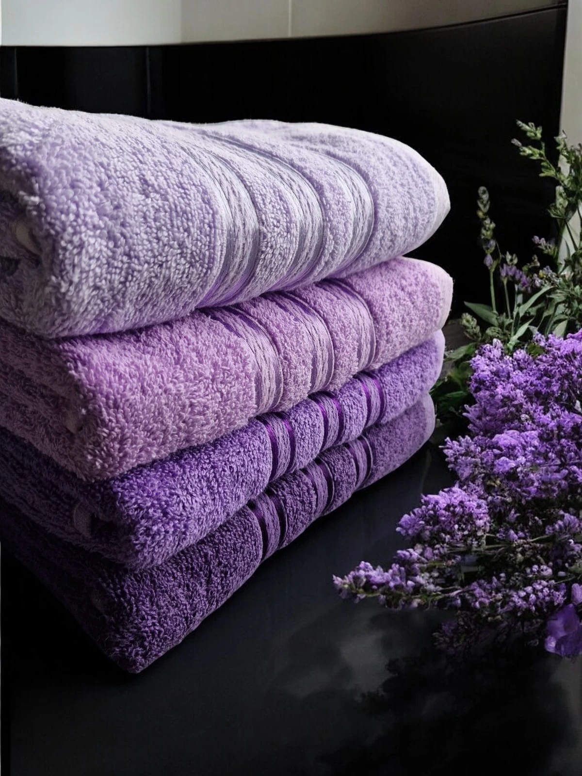 Banyo Havlusu Julie Liza 4'lü Mor 70x140 cm