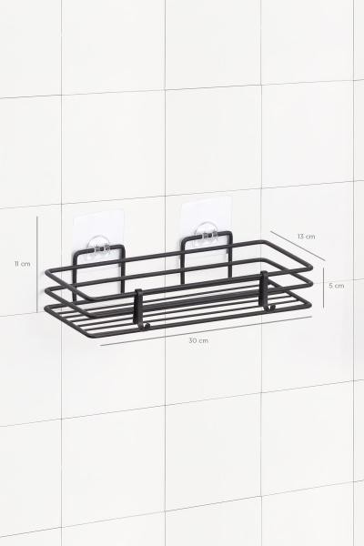 Banyo Raf Dübelli Tek Katlı 13x30 cm Siyah