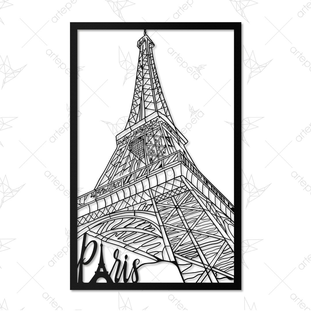 Eiffel Tower Metal Tablo Siyah 45*70cm