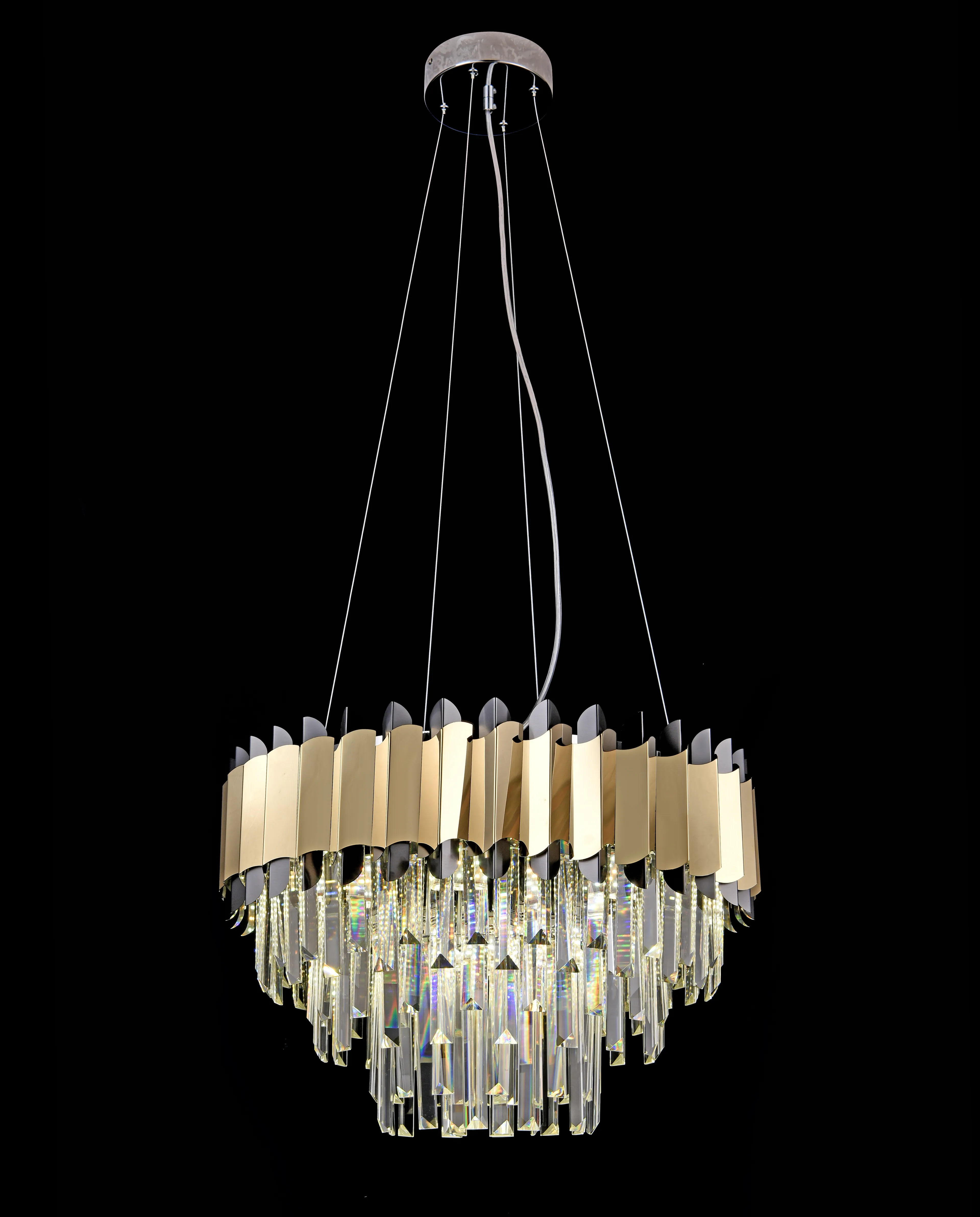 Avize Sarkıt Tekli Kristal Gold  Ø54cm