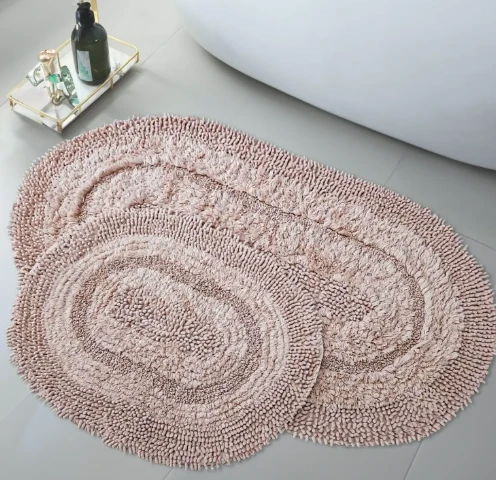 Banyo Paspas Takımı 2'li Pudra 60x100 50x60 cm