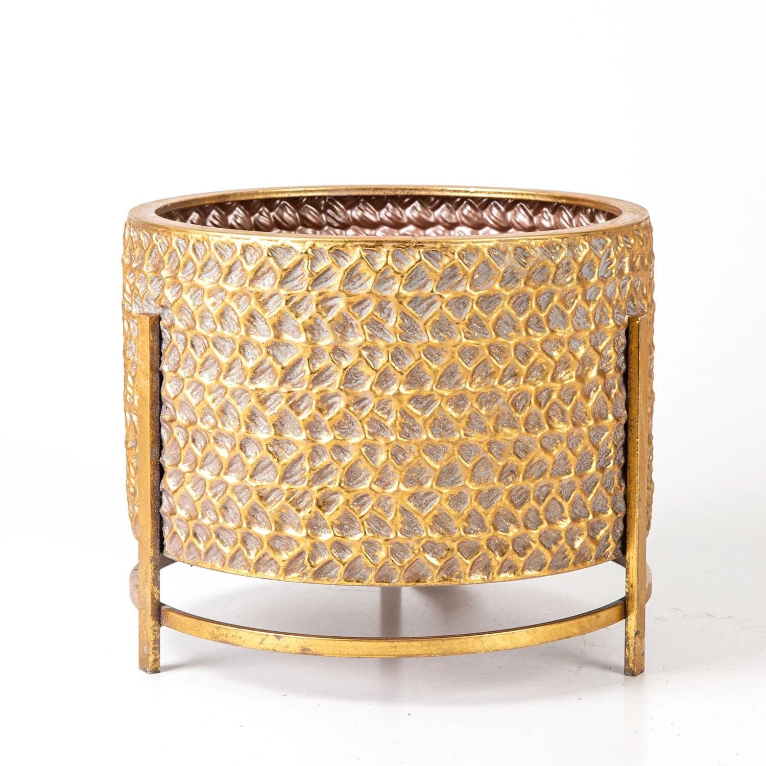 Saksı Metal Ayaklı 36x28x35cm Altın