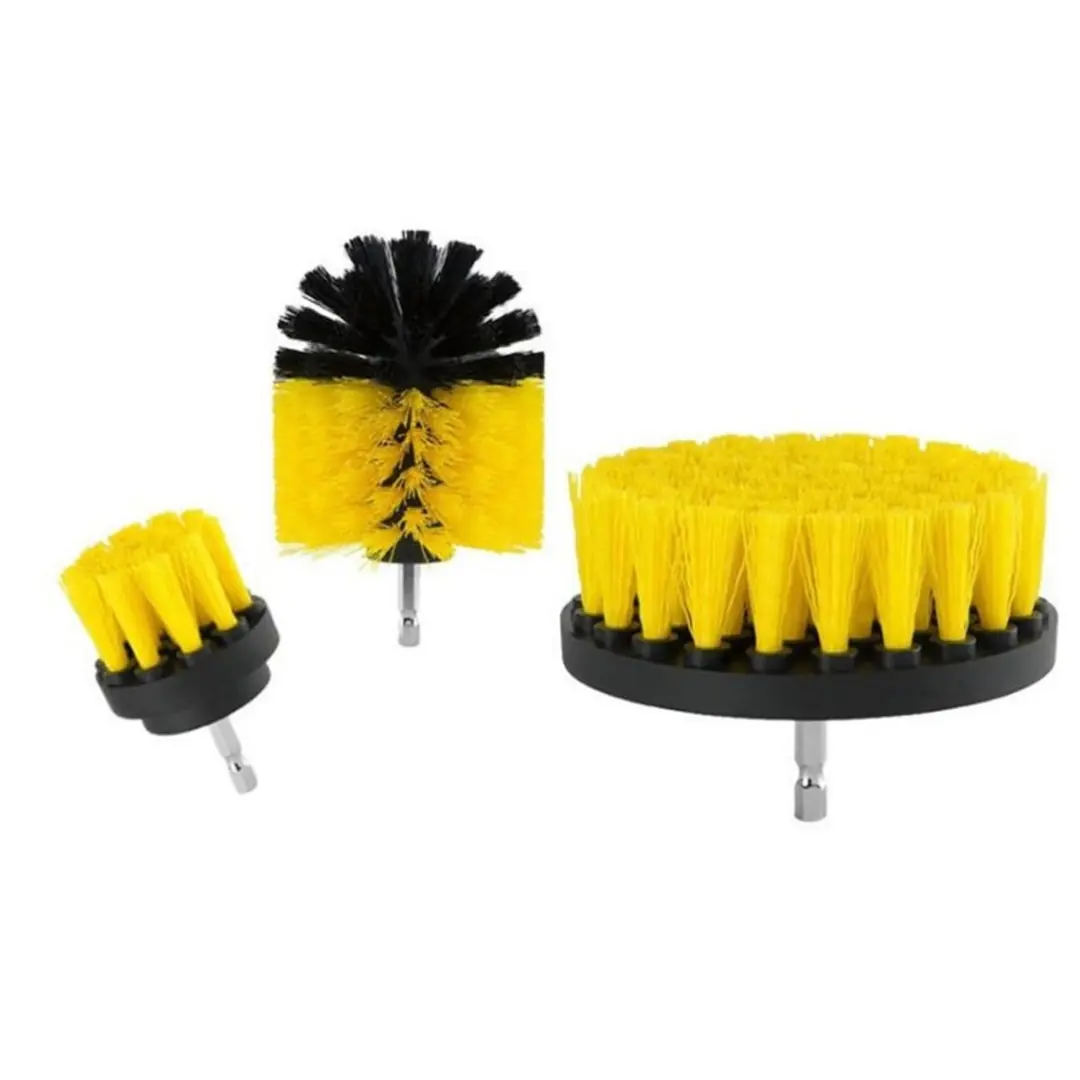 3 Brush Set Mounted on Drill