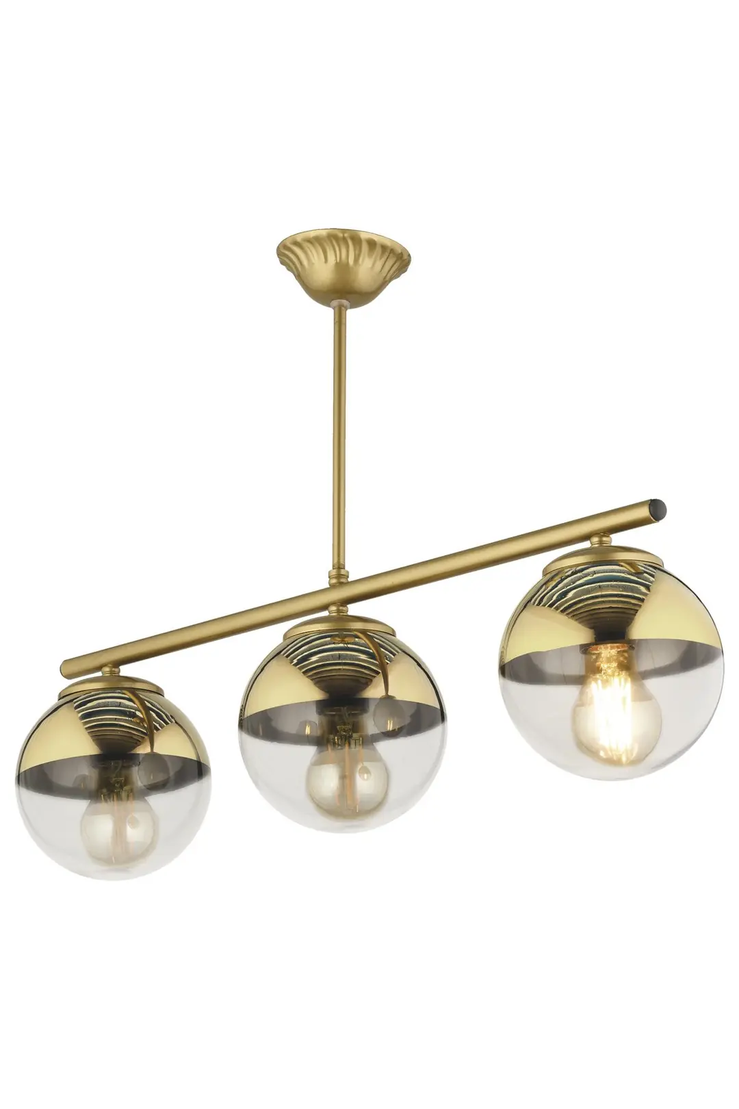 Sarin Pendant Lamp Chandelier 3-Piece Gold Glass